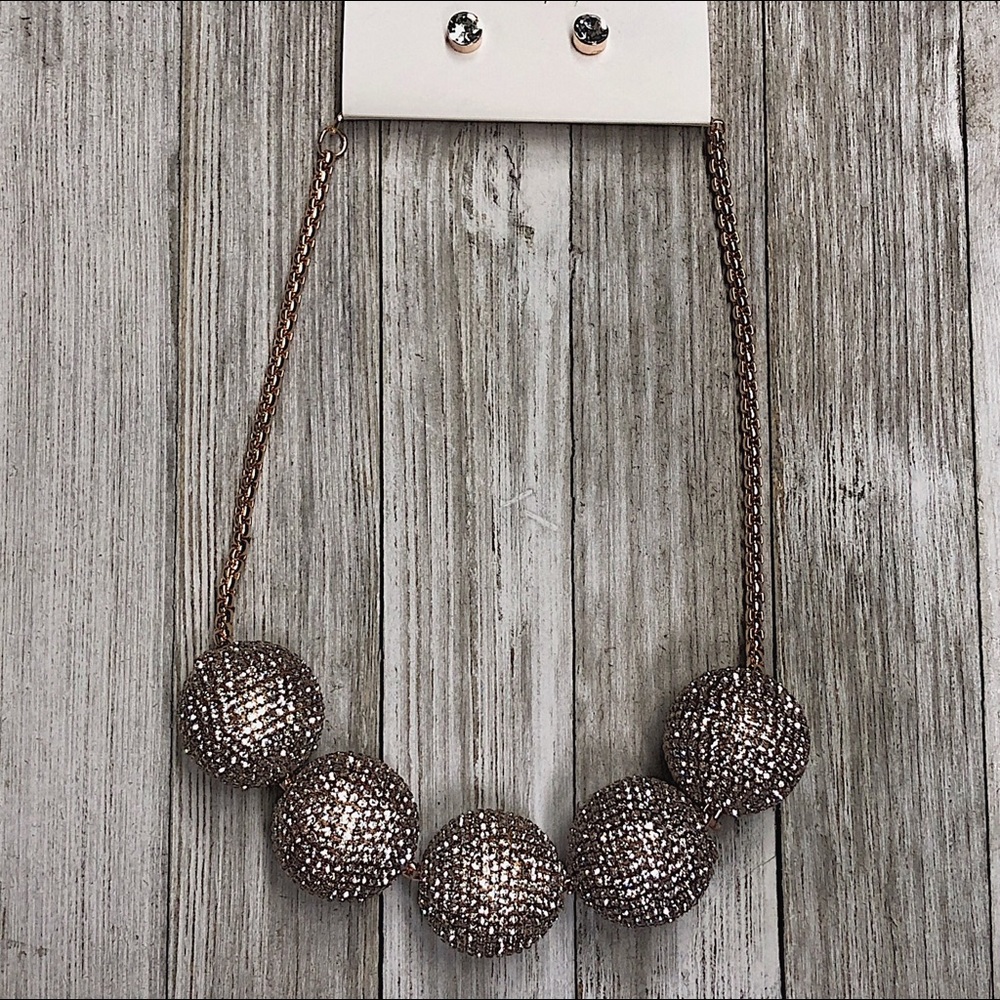 Pave Ball Necklace and Earrings Set
